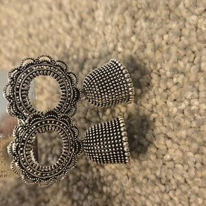 VM Intricate Silver and Black Earrings